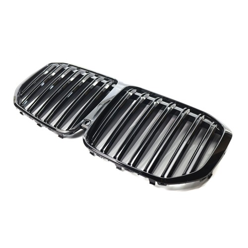 Gloss Black Front Grille For BMW X7 G07 2019 2020 2021 2022 Dual Line - Picture 2 of 8