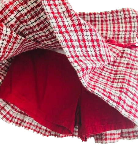 GYMBOREE Girls Chritmas Skorts Skirts Shorts Size 6 Red Plaid Bow Tie Cotton - Picture 5 of 6