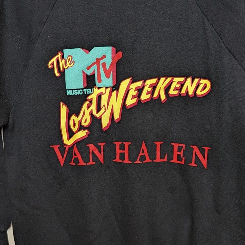 Felpa girocollo promozionale vintage MTV Van Halen Lost Weekend 1984 concorso anni 80 RARA - Foto 7 di 8