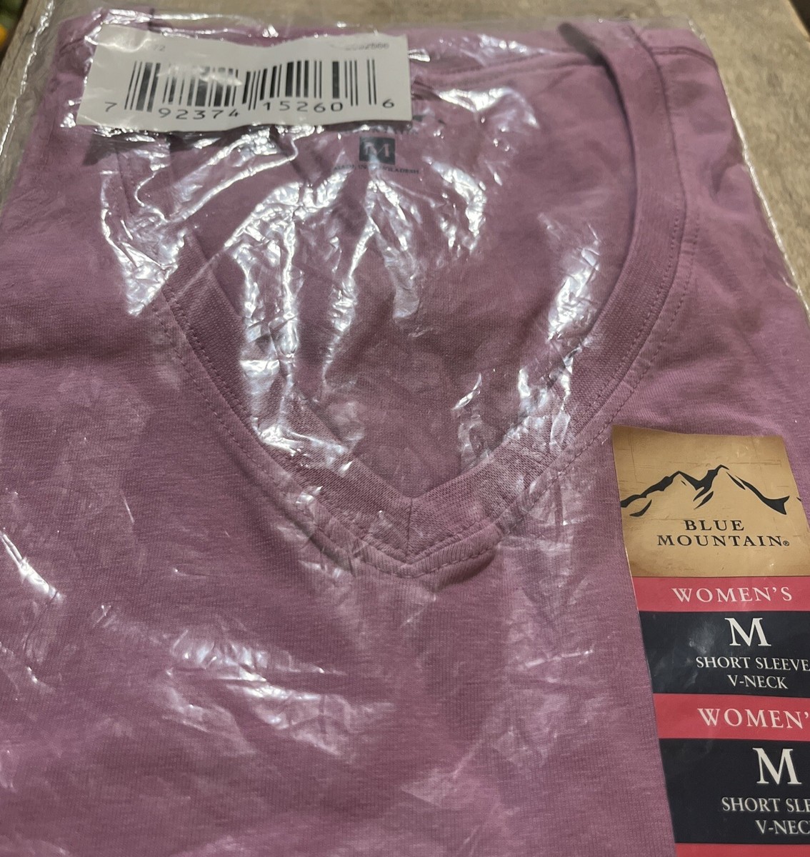 Blue Mountain Women's V-Neck T Shirt M Heather Pink NWT Casual