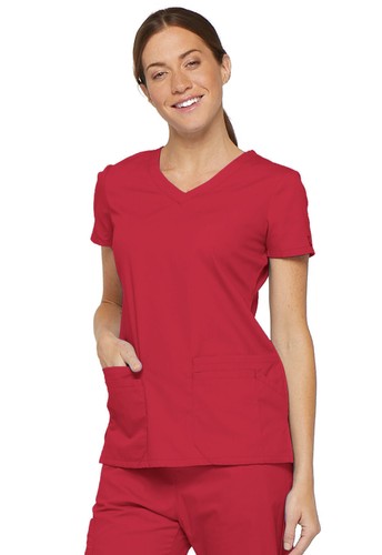 Dickies Scrubs EDS Signature V-Ausschnitt Top 85906 REWZ rot kostenloser Versand - Bild 3 von 5