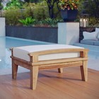 Marina Outdoor Patio Teak Ottoman in Natural White