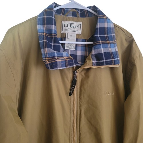 LL Bean Herren Flanell gefütterte Warm Up Jacke Gr. XL Tall hellbraun kariert Outdoor Herbst - Bild 4 von 10