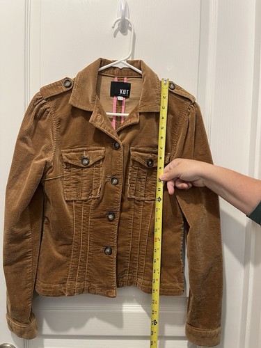 Kut From The Kloth Kyra Jacket Brown Corduroy Size XS Button Pockets - Picture 7 of 8