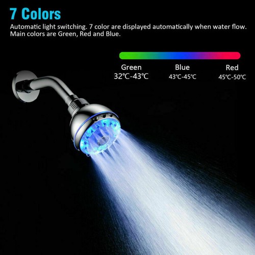 7 Bunte LED Licht Wasser Bad Filtration Duschkopf RGB Farbwechsel - Bild 2 von 11
