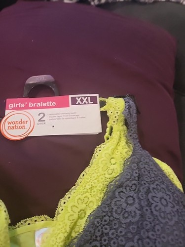 Wonder Nation 2 Pack Light Lime/Gray Convertible Bralette Size XXL - New. (57) - Picture 4 of 7