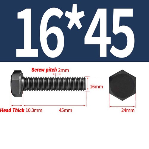 M6 M8-M16 BOLTS HIGH TENSILE GRADE 12.9 PART THREADED HEXAGON HEAD BLACK SCREWS - Picture 114 of 128