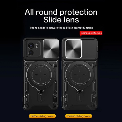For Motorola Edge (2023), Armor Slide Lens Camera Cover Magnetic Case Cover - Picture 4 of 19