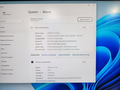 Dell Optiplex 7050 Micro Intel I7-6700T 2.80GHZ 16GB Ram 256GB Windows 11 Pro - Picture 10 of 12