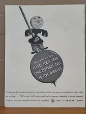 1943 Bell Telephone System Fortune WW2 Print Ad Q3 Long Distance Wartime Home