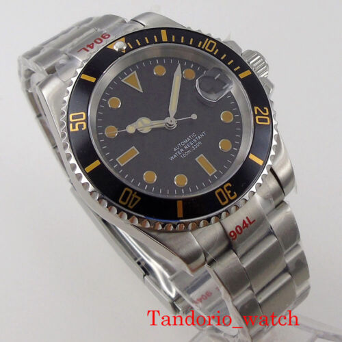 40MM Black Dial Sapphire Glass Auto Date NH35A PT5000 Automatic Mens Watch Date - Picture 2 of 9