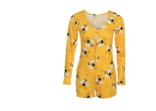 Women Girl Long Sleeve Deep V Neck Bodycon Button Short Pajamas Jumpsuit #PJ - Afbeelding 13 van 17