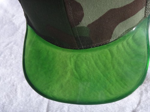 12 BLANK CAMO GREEN TRUCKER CAP HAT W/TRANSPARENT CLEAR VISOR WHOLESALE BULK - Picture 3 of 12