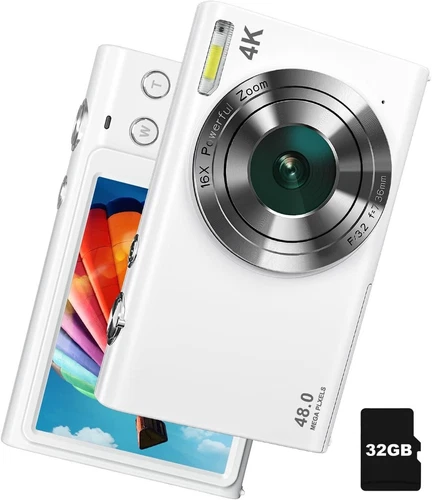 Digital Camera, 4K Autofocus Vlogging Camera with Flash, 48MP Point and Shoot...