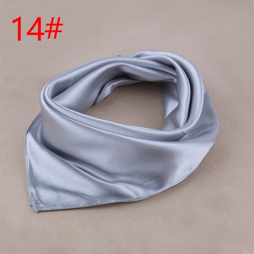 Women's Satin Silk Square Scarf Bandana Neckerchief Solid Head Neck Wrap 60×60cm - Picture 26 of 28