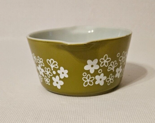 CAZUELA VINTAGE PYREX #473 1 CUARTO VERDE CRAZY DAISY - Imagen 3 de 9