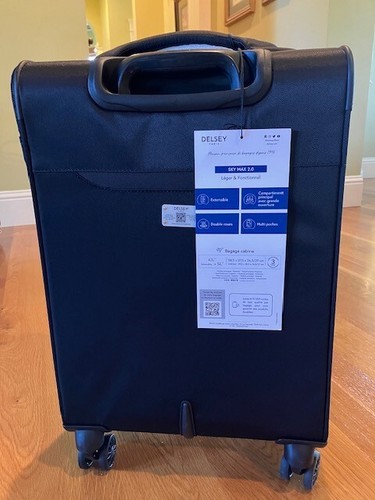 DELSEY Paris Sky Max 2.0 CARRY-ON Expandable Luggage Spinner Wheels NEW BLACK - Picture 2 of 3