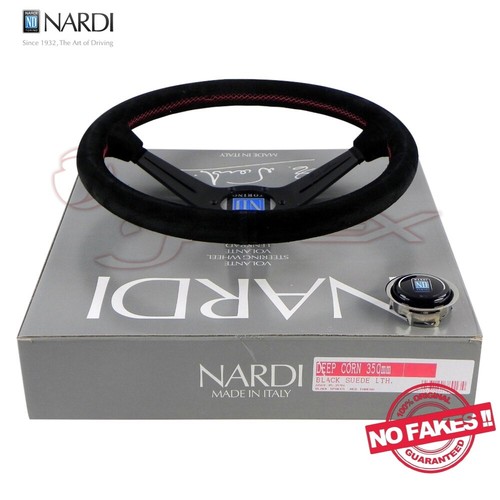 NARDI Clásico Deportes Tipo Rally Gamuza Negro Cuero/Rayo Negro/Punto Rojo N754 - Imagen 4 de 6