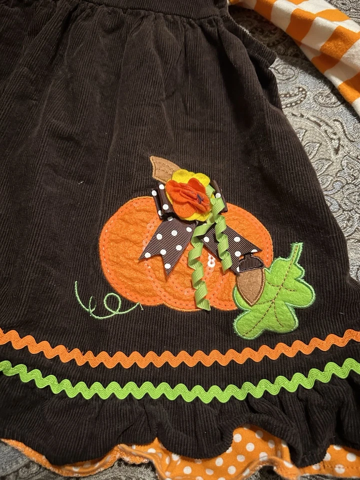 Vestido Pana Acción de Gracias Bebé Niña 24M 2 Piezas EDICIONES RARAS Set Foto 2 de 4