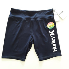 Hurley Girls Size L H2O-Dri Beach Active Bike Shorts Midnight Navy Elastic Waist