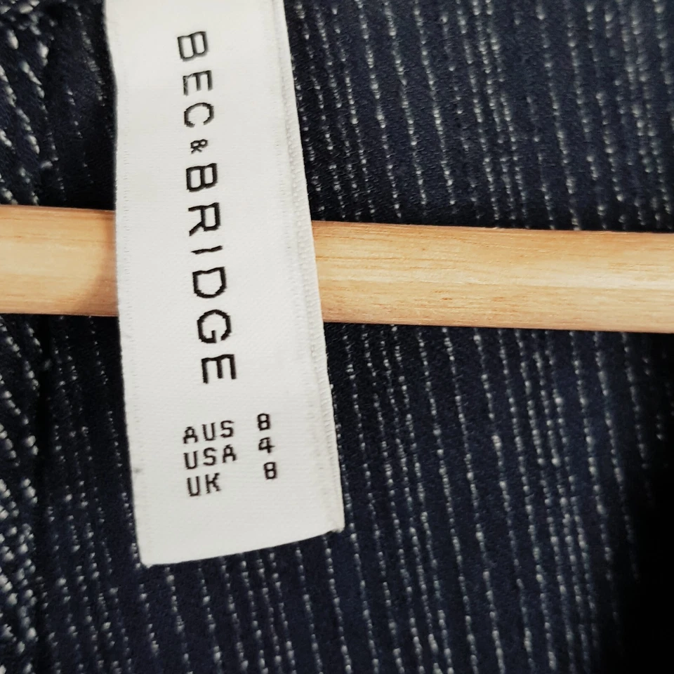 BEC + BRIDGE Womens Size 8 Navy Striped 3/4 Sleeve Playsuit Romper - image 3 of 4