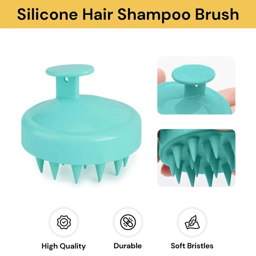Silicone Hair Scalp Massager Shampoo Brush Shower Comb Exfoliate Remove Dandruff - Picture 10 of 11