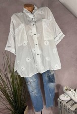 luftig legere sommer BLUSE  Italy Richelieu STICKEREI weiß 42 44 46