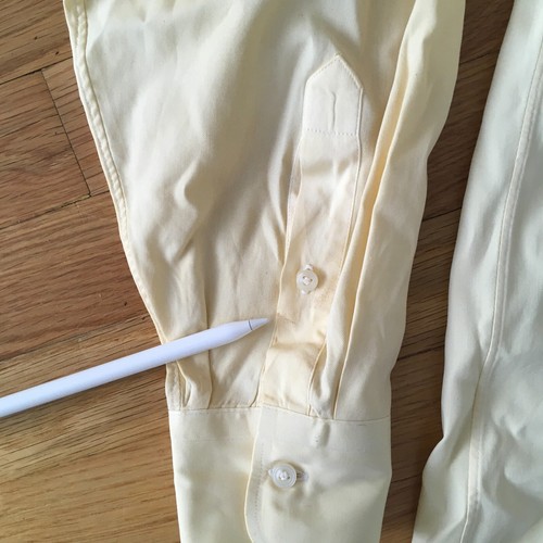 VTG 90s Hathaway Pinpoint Button Down Shirt 15.5 33 USA Yellow Trad - Picture 10 of 18