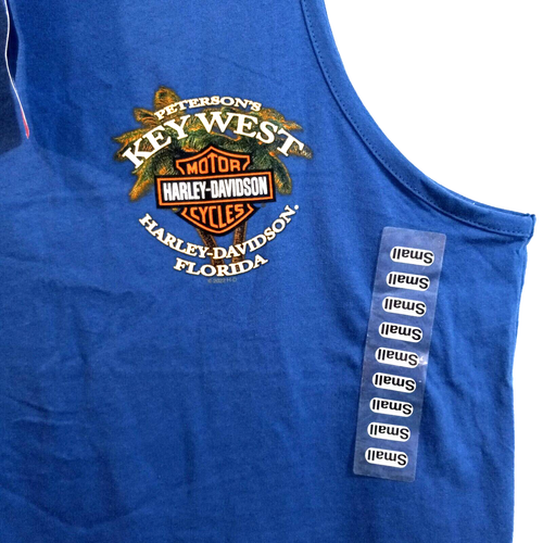 Genuine Harley-Davidson TANK TOP size Small NEW Bright Blue Men's Keywest FL - Picture 8 of 15