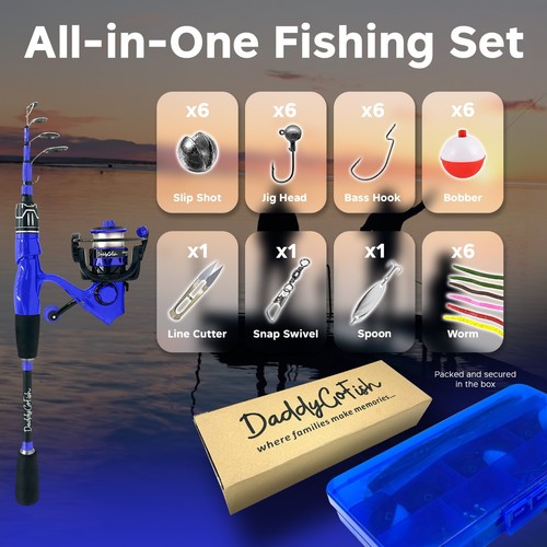 DaddyGoFish Spinning Fishing Rod and Reel Combo Set with Tackle Box  - Picture 10 of 28