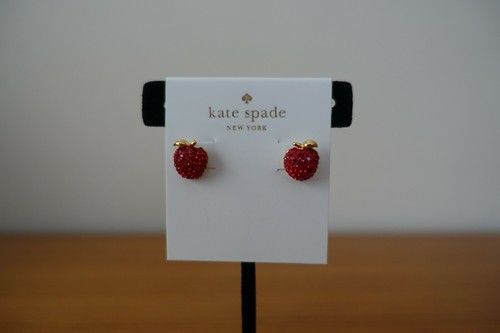 KATE SPADE NEW YORK DASHING BEAUTY PAVE APPLE EARRINGS AND NECKLACE SET. NEW - Picture 8 of 12
