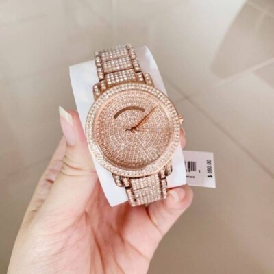 New MICHAEL KORS darci pave crystal rose gold women's watch
