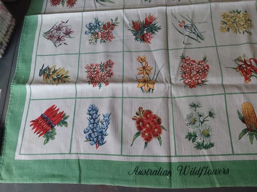 Mantel de lino vintage flores silvestres australianas diseñado por Heil 43x31,5 - Imagen 6 de 8