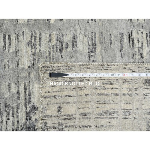 Alfombra de gran tamaño gris, lana natural, anudada a mano diseño moderno de gran tamaño 13'10""x20'2"" R64715 - Imagen 11 de 11