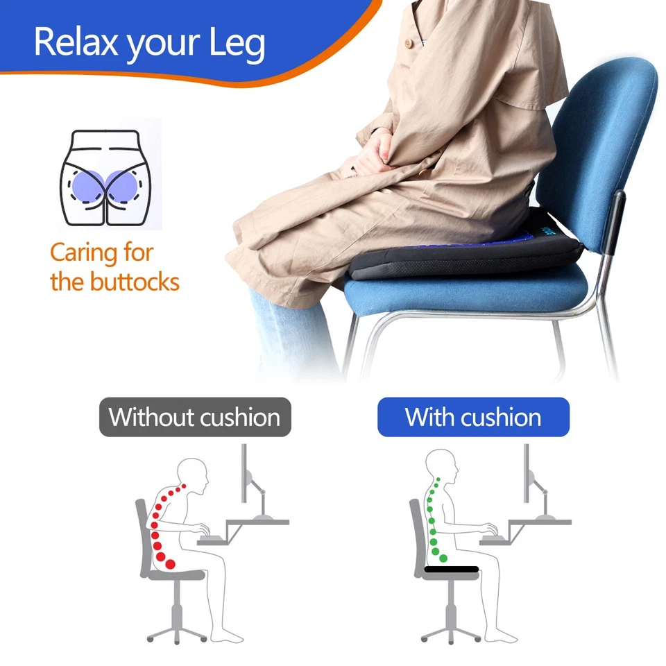 Cojín de asiento de coche de gel expuesto Sojoy ortopédico cómodo almohadilla de espuma viscoelástica para conductor Foto 3 de 4