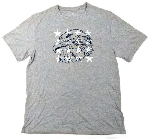 Men's T-Shirt Short Sleeve Graphic Tee Eagle Short Sleeve Crew Neck Gray Medium - Picture 2 of 4