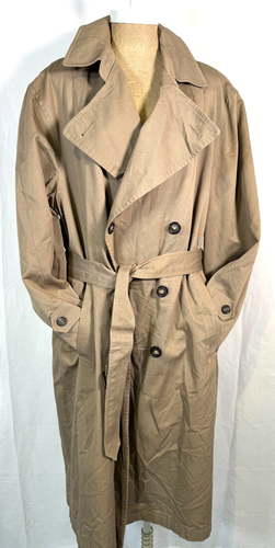 VTG Christian Dior Connaisseur Beige Khaki Wool Lined Belted Trench Coat Sz 42 R - Picture 14 of 23