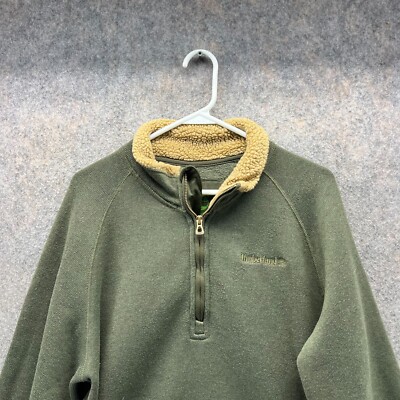 Timberland Jacket Men XL Olive Green Pullover Half Zip Fleece