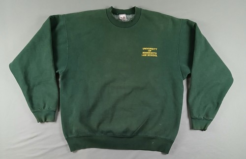 Vintage Fruit Of The Loom Sweatshirt Thick Green XL Pullover Crew Neck FLAW