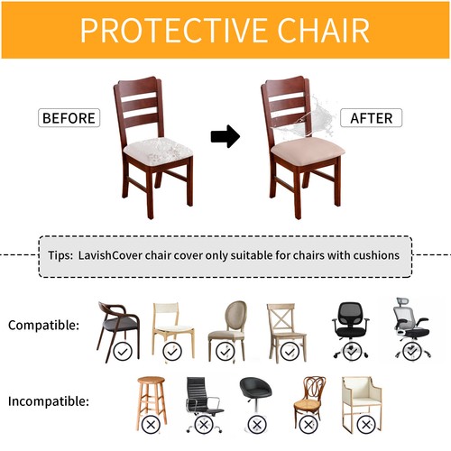 Waterproof PU Leather Seat Covers for Dining Chairs,Chair Seat Covers Set of 6 - Picture 38 of 47