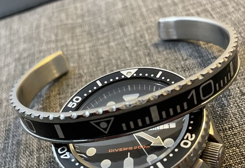 316L Stainless Steel Diver Bezel Bracelet / Black & White / 60 Mins / 19cm - Picture 2 of 11