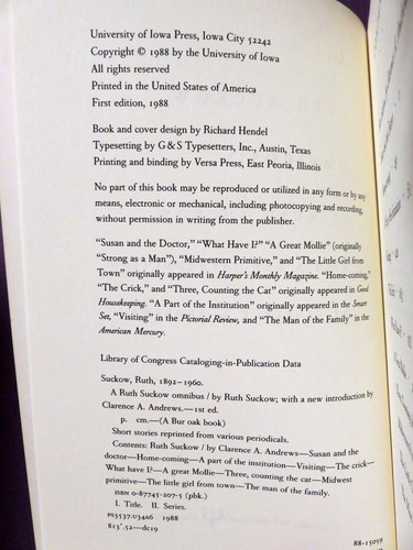 A Ruth Suckow Omnibus by Ruth Suckow (1988, Paperback). 1st Edition - Imagen 3 de 4