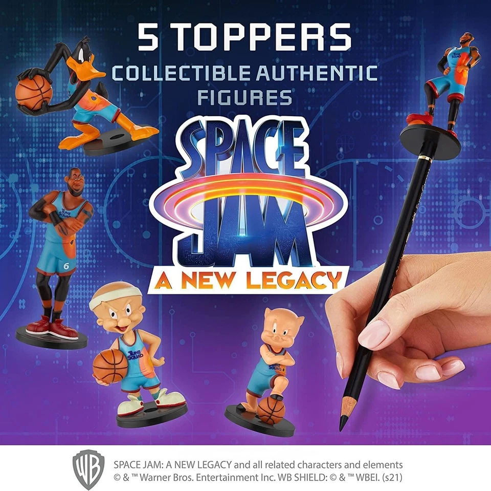 Toppers de lápiz Space Jam 5 piezas Elmer Fudd Lucas Pato Cerdo Porky Lebron James Foto 2 de 4