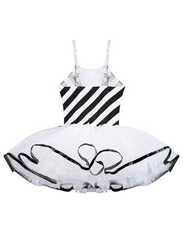 Kids Girls Sequins Striped Dancewear Costume Christmas Mesh Tutu Dress Leotard - Picture 98 of 185