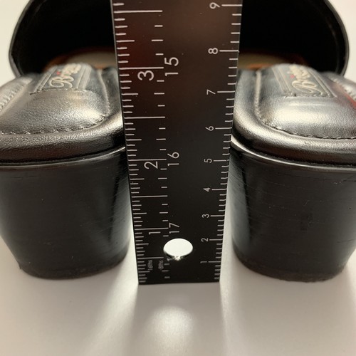 Brighton LLSA Sz 8M Black Nubuck Suede Leather Trim Mules & Wedge Heels Italy - Picture 14 of 15