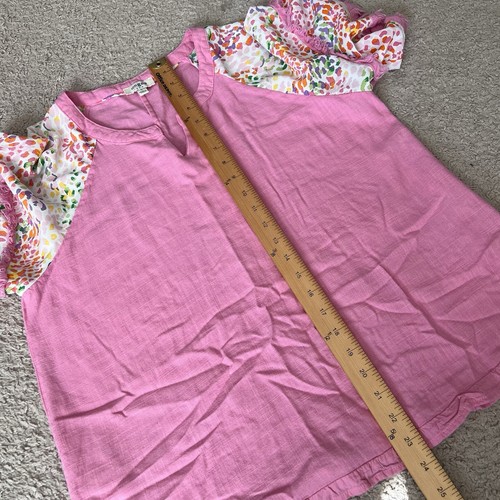 Umgee USA V-Notched Linen Top Double Layer Flutter Sleeves Frayed Unfinished L - Picture 9 of 9