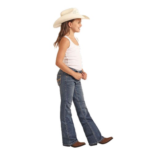BG4MD04242 Rock & Roll Girls Rope Stitch Embroidered Pocket Bootcut Jean NEW - Picture 3 of 10