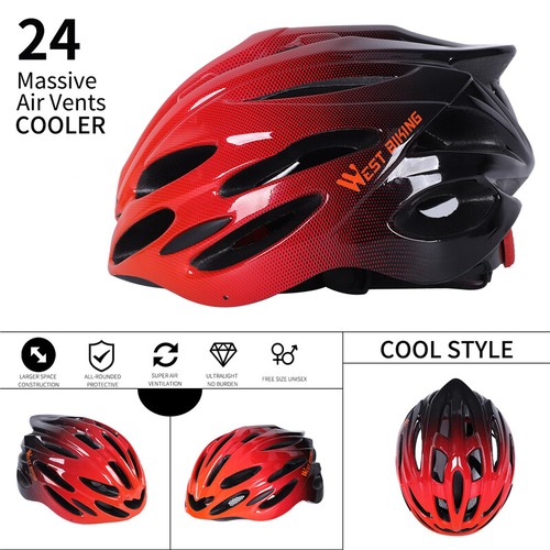 WEST BIKING MTB Road Bike Bicycle Helmet Cycling Protective Helmet 56-62cm Red - Picture 13 of 18