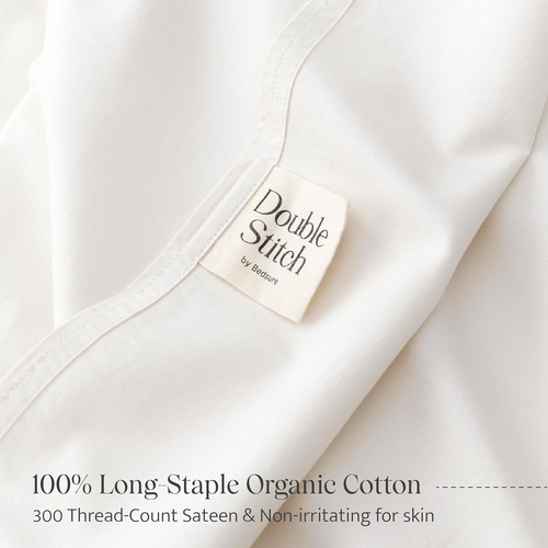 100% Organic Cotton Sheet Set King - 300 TC Luxury Hotel Sateen Weave, GOTS Cert - Picture 2 of 6