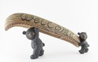 Black Bears with Welcome Canoe Cabin Rustic Wildlife Decor 3"W x 12"L x 6.5"H